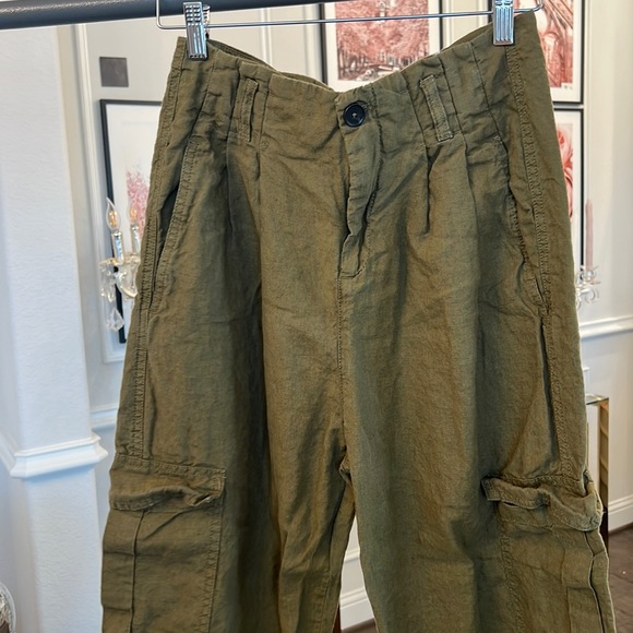 ZARA 100% LINEN CARGO OANTS SIZE S HIGH WAISTED - Picture 13 of 16